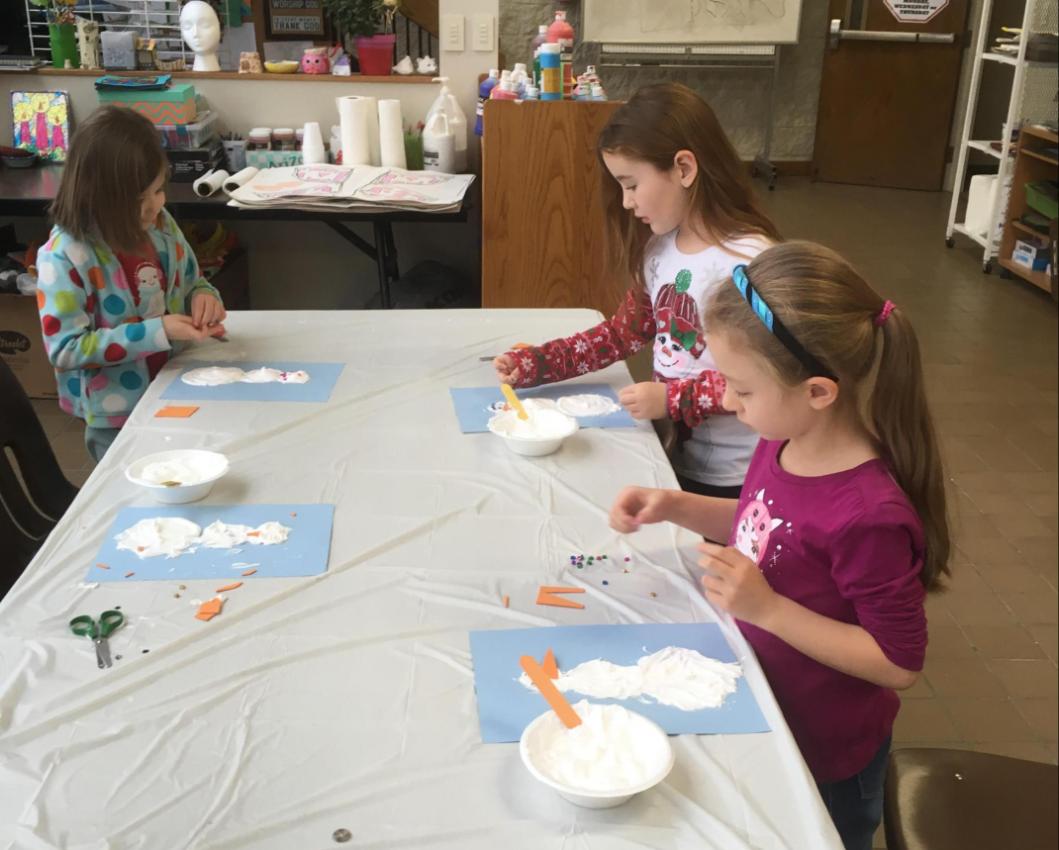 snowman shaving cream puffy paint craft